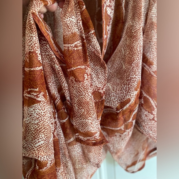 NWOT Gorgeous Sheer Brown Python Design 3/4 Bell Sleeve Kimono Swimsuit Coverup - Picture 15 of 17